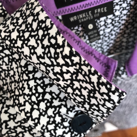 Foxcroft Black and White Button Down Blouse - Picture 8 of 9